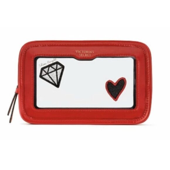 NWT Victoria's Secret shiny Red Makeup Bag Pouch cosmetic case - Picture 2 of 7